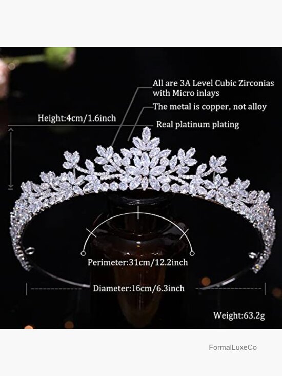 Handmade Cubic Zirconia Princess Tiara Wedding Crown Headpiece